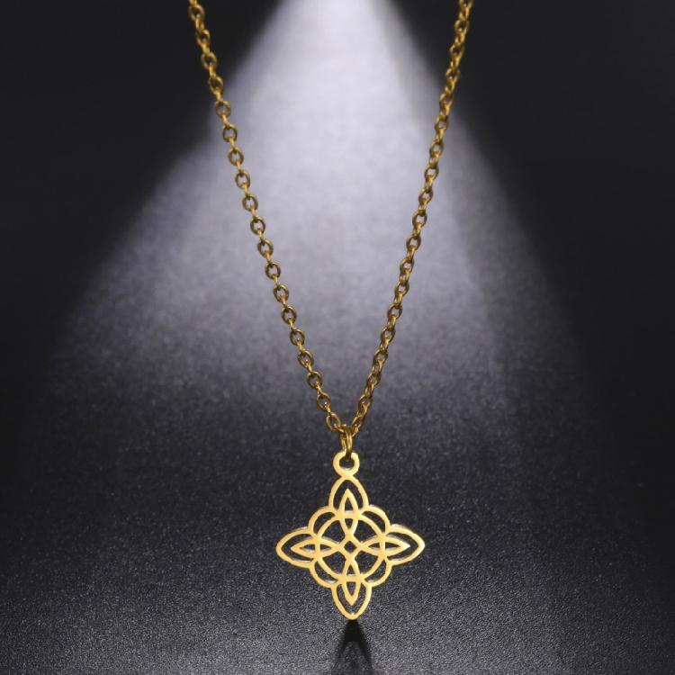 Celtic-Knot Pendant Clavicle Chain Unique Witch Knot Necklace for Women Birthday