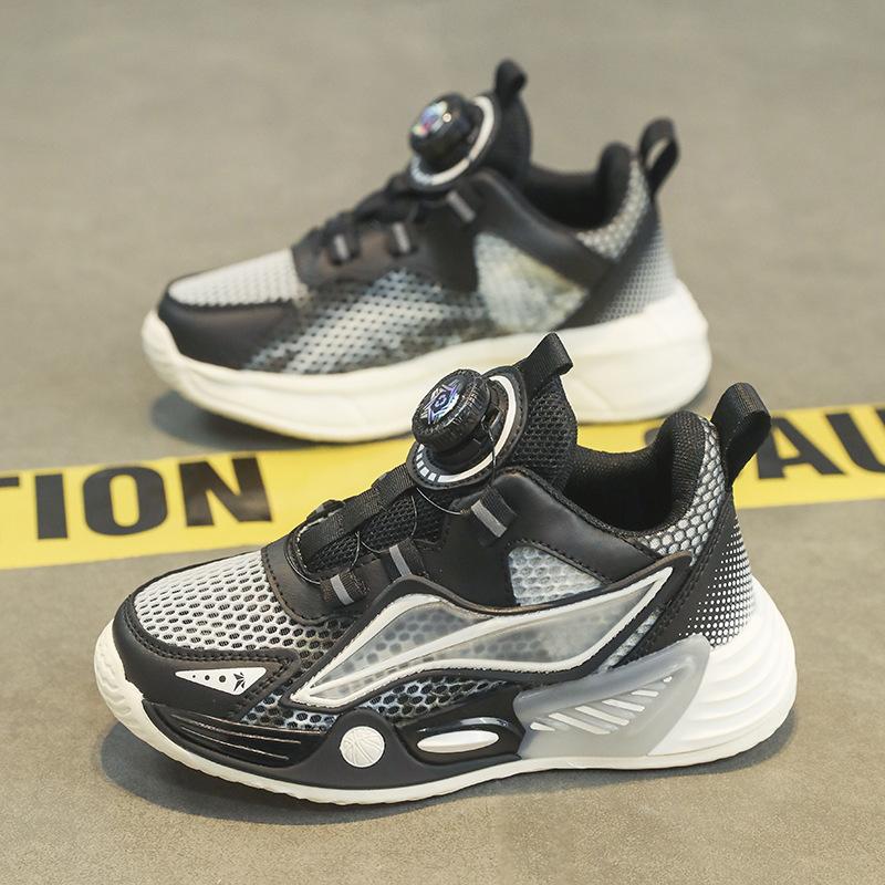 

Summer single net new boys shoes 2025 new children s mesh breathable sports shoes medium and old children s rotating buckle tide 39