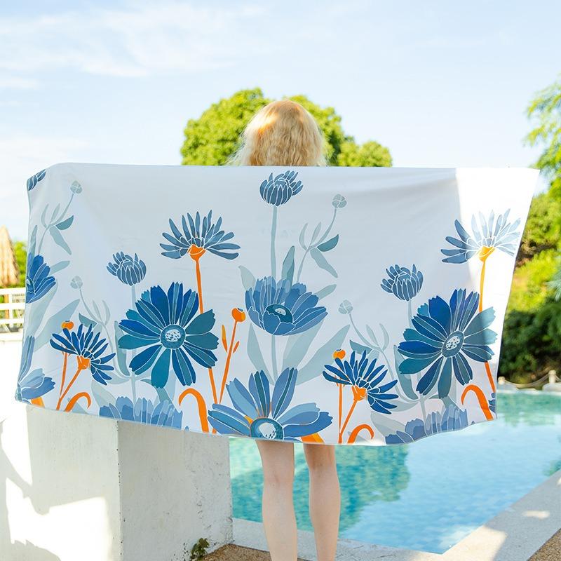 Quick Dry Polyester Beach Towel Large Palm Tree Print Bath Towel Summer Time Seaside Swimming Pool Travel Sandproof Yoga Mat