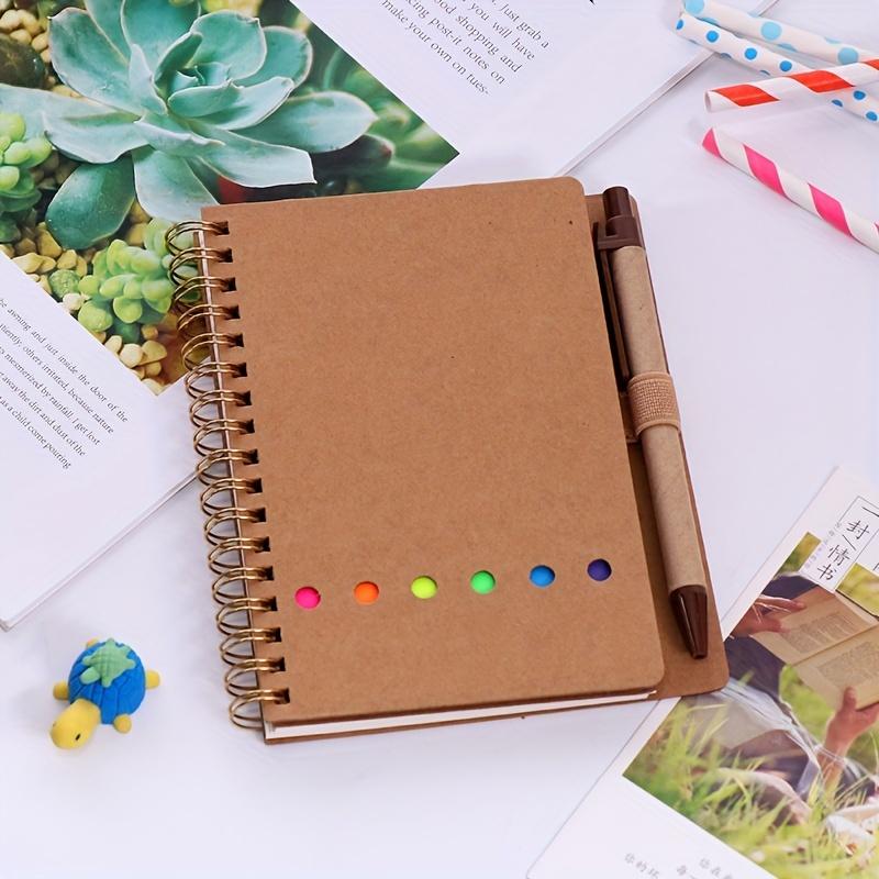 1 Notepad Set with Colored Post-it Notes,Coil Notebook,Transparent Index Stickers,Loose-leaf Sticker Notebook and a Ballpoint Pen - Ideal for Students