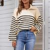 Women's Casual Fashion 2022 Long Sleeved Knitting Contrast Color Sweater Top