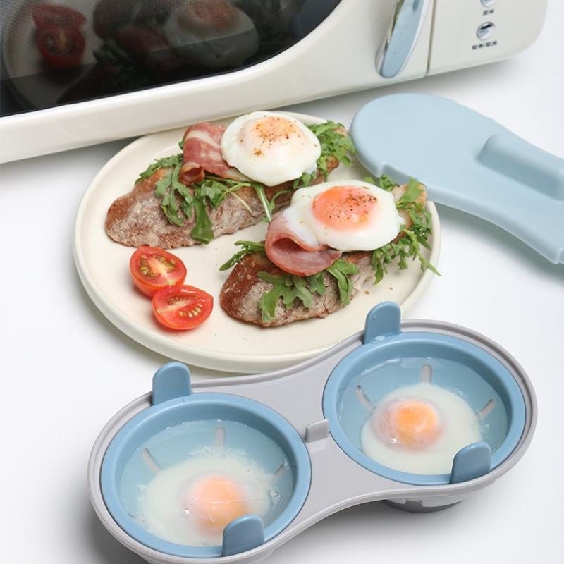 Microwave Egg Poacher Efficient Microwave Double Egg Poacher Cook Poached Eggs With Detachable Drain Basket Heat For Kitchen