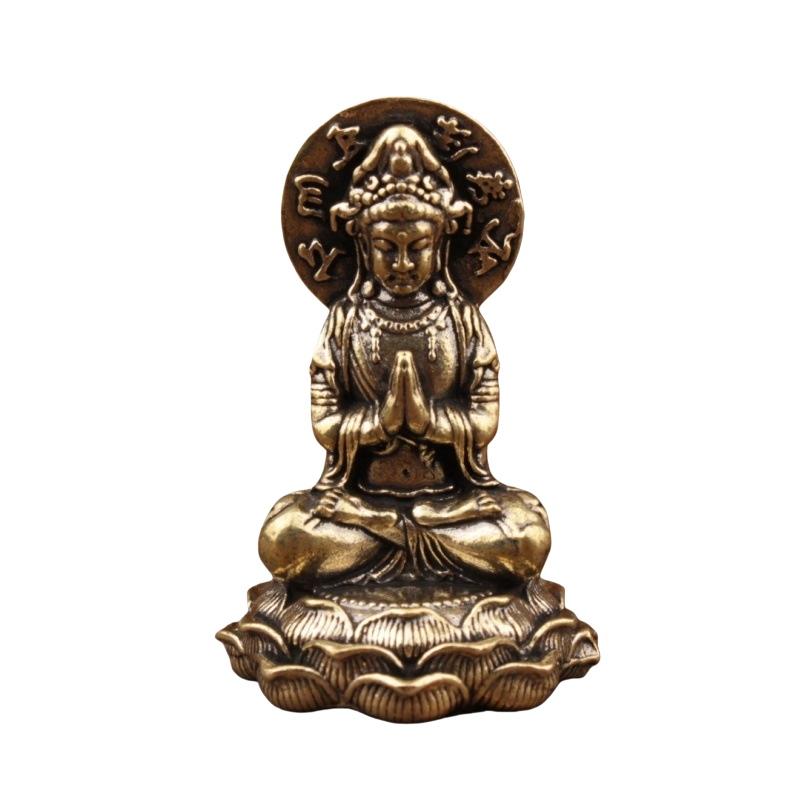 Brass Buddha Statue Ornaments, Guanyin Buddha Statues, Mini Buddha Ornaments, Exquisite Small Statues, Home Decorations_