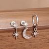 3PCS New Design Stainless Steel CZ Zircon Star Moon Stud Earring Set For Women Punk Unisex Rock Earring Statement Jewelry aretes