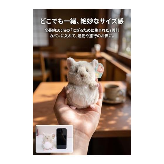 Mascot Hamster Cute Stuffed Toy Chewy Soft Squeezable Stress Relief Healing Goods Interior Amulet Portable, Total Length Approximately 10cm