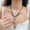 Vintage Sun Star Pendant Necklace Necklace Simple Frosted Stone Beaded Neck Chain