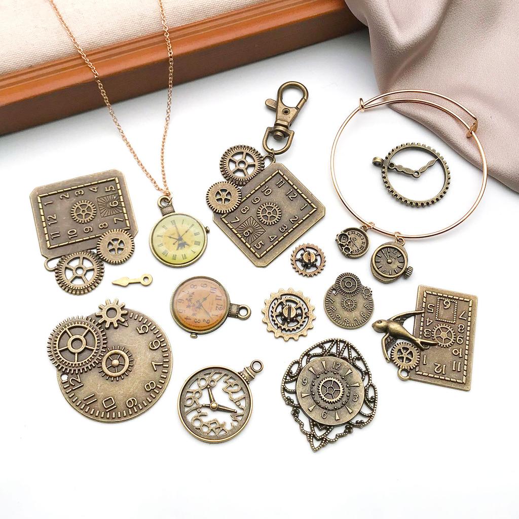 Retro Clock Steampunk Gear Clock Mechanical Pendant DIY Bracelet Necklace Accessory Keychains Accessories Handicrafts