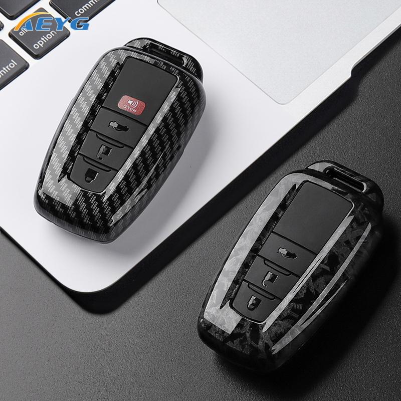 Abs Carbon Fiber Car Key Case Cover For Toyota Prius Camry Corolla Chr C-Hr Rav4 Land Cruiser Prado Keychain Holder Accessories