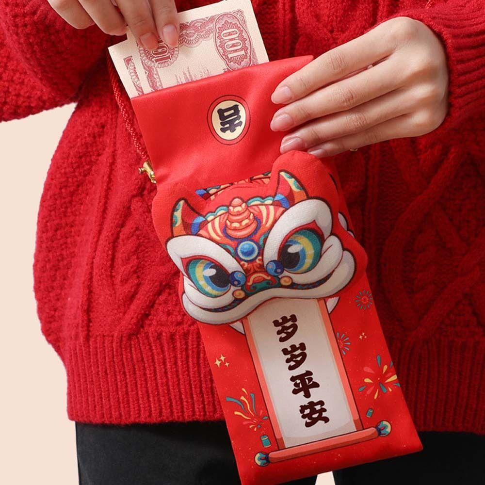 Plush New Year Lucky Money Bag Chinese Style Crossbody Bag Shoulder Pouch Spring Festival Supplies
