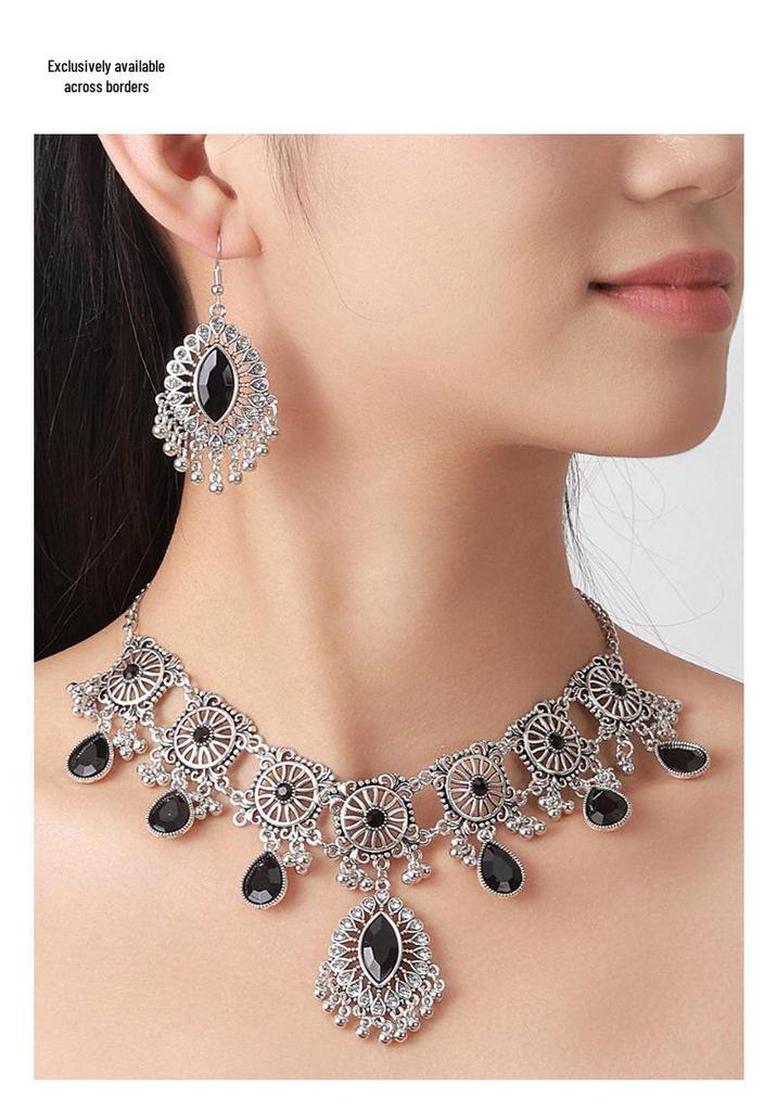 Bohemian Marquise Necklace & Earring Set: European-American Retro Court Style