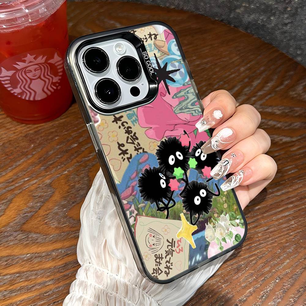 S-Spiriteds Flower A-Away Cover For IPhone 17Air 16 15 14 13 12 11 Pro Max X XS XR Plus Colorful Silver Phone Case