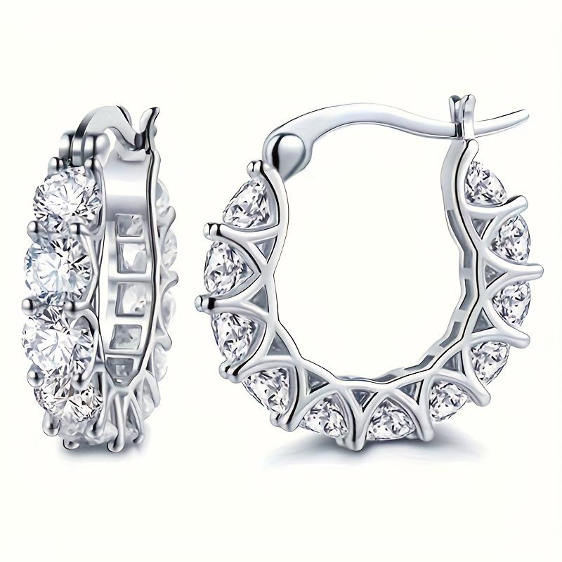Exquisite Zircon Inlaid Circle Hoop Earrings for Women, Engagement Banquet Daily Wear Fashion Jewelry, Sparkly Gift for Her