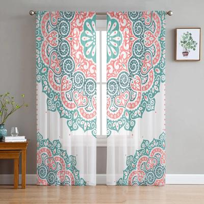 Rideau transparent Style Bobo rétro bohémien, en Voile de Tulle, pour chambre à coucher, décoration de cuisine, salon, traitement de fenêtre
