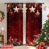 JIT 2pcs Sparkling Star Ornament Curtains   Room Darkening   Polyester   Xmas Window Decor   Home Decor   Rod Pocket Curtains