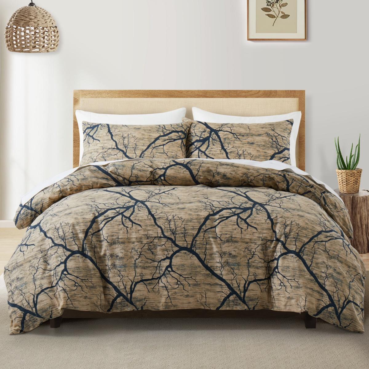 Filtration Facilities Unisex Grain Tre Branch Soft Duvet Cover Set Twin Quen Vintage Wod Print Warm Comforter Cover Soft Microfiber Reversible Farmhouse Beding Set