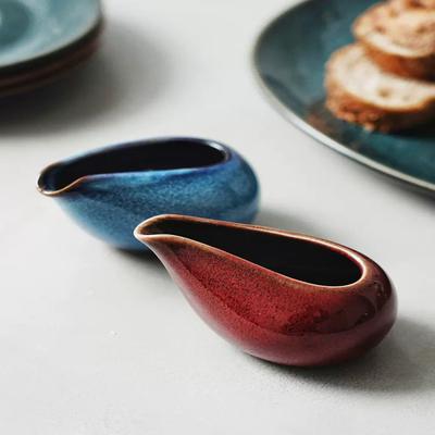 BR100ml Kiln Changes Ceramic Milk Jug Restaurant Steak Sauce Pot Milk Pot Gravy Boats Kitchen Retro Seasoning Tools Extraction CupEY