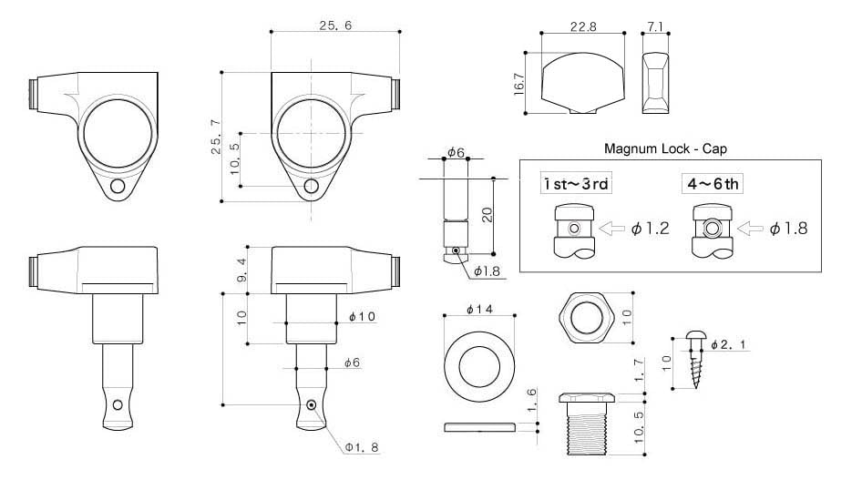 GOTOH Guitar Peg Chrome SG301-MG-01-L3R3-C 05202CYX/D