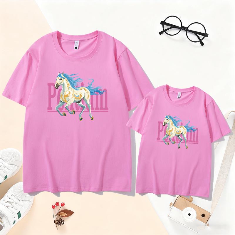 2026 Year of the Horse Family Matching Red T-Shirts - Parent-Child Short-Sleeve Set for New Year