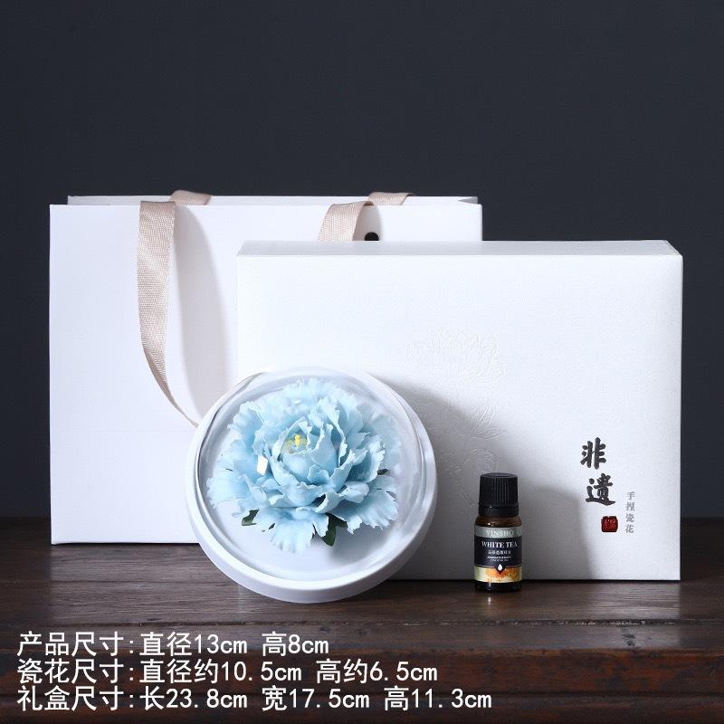 Hand-Made Porcelain Peony Diffuser Incense Burner Luxury Floral Essential-Oil Stone Re-Usable Home Fragrance & Gift Décor