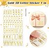 1 Sheet 3D Gorgeous Gold Letter and Number Stickers Puffy Resin Alphabet A to Z Glitter for Scrapbooking Mailbox Crafts Decor