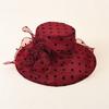 Dames Elegante Stippen Brede Rand Strand Zon Hoed Jurk Kerk Bruiloft Thee Feest Organza Hoeden