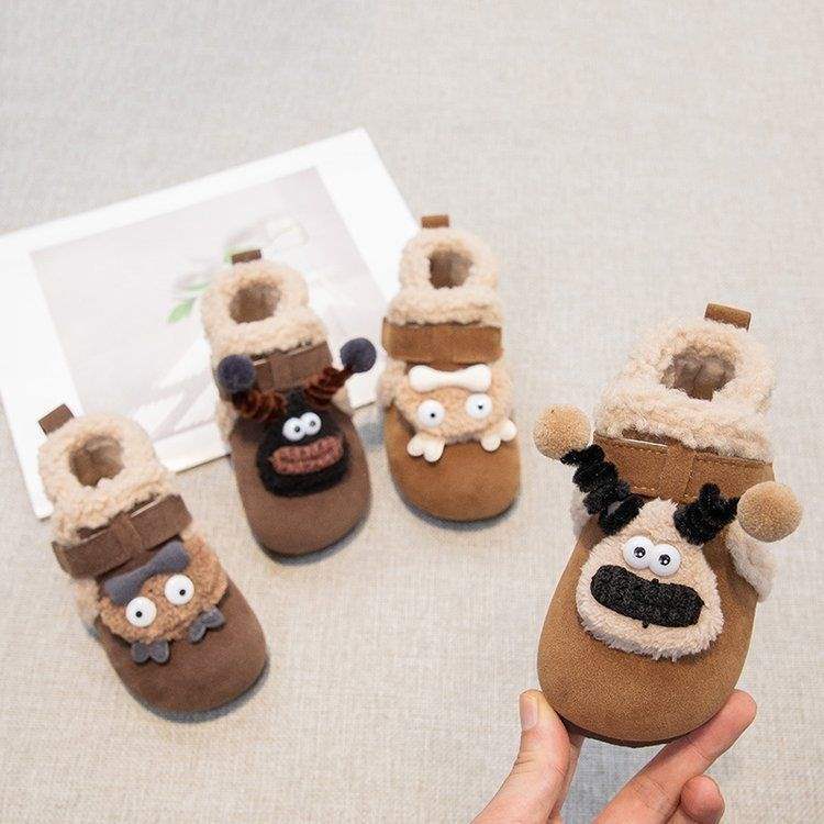 Girls' Korean Version of Cotton Shoes 2025 New Winter Children's Velvet Two Cotton Shoes Boys Cartoon Doudou Soft-soled Birkenstocks