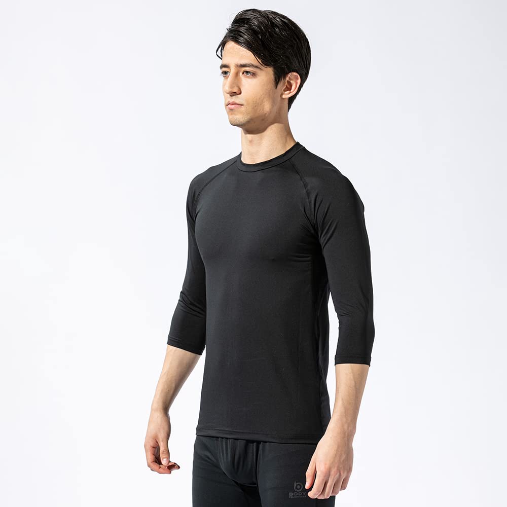Otafuku Glove Summer Round Neck UV Size S Men's Innerwear, 3/4 Sleeves, [Cooling, Sweat-Wicking, Quick-Drying, Deodorizing, Compression, Protection]