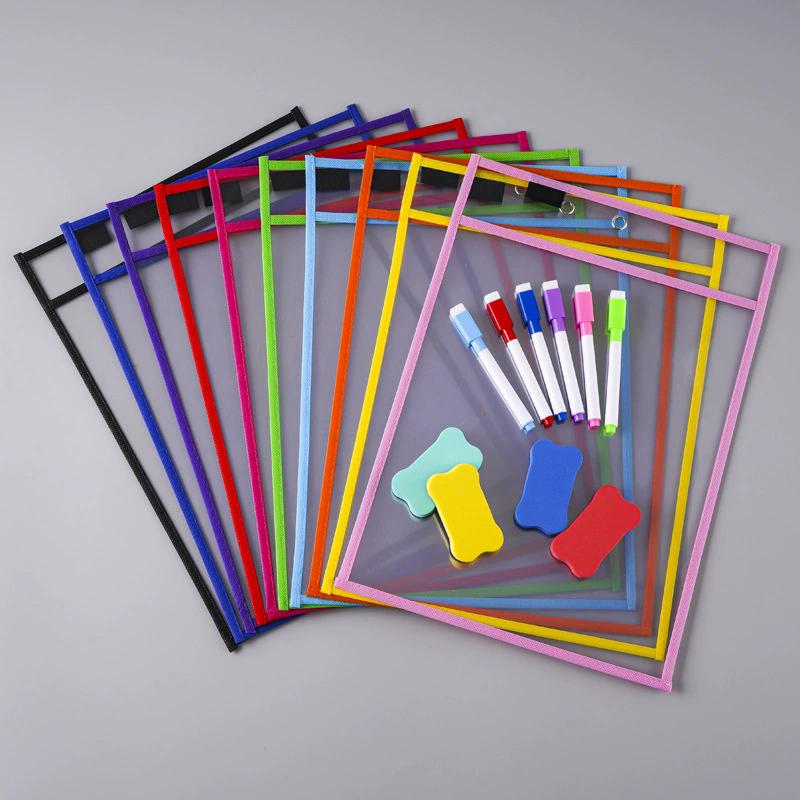WTEMPO DIY Coloring Practice Supplies Clear Dry Wipe Files Storage Bags Protecting Original File Allows for Repeated Practice and Avoids Wasting Paper