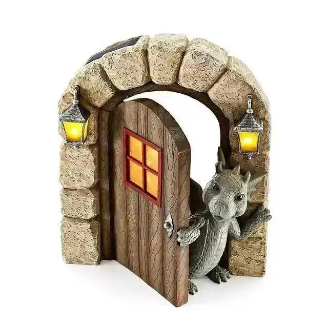 Hot Cute Little Dragon Dinosaur Meditation Reading Book Sculpture Figure Garden Home Decoration Resin Ornament Outdoor Decor