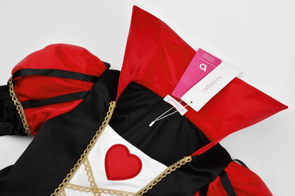 Queen Cosplay Halloween Costume Children Girls Princess Dress Playing Cards Witch Queen with Accessories Heart Tiara Red X Black 150 [ReliBeauty]