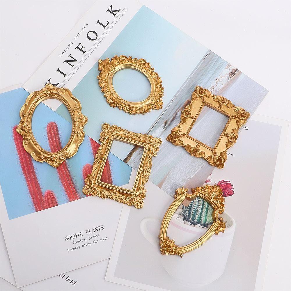 Handmade European Wooden Frame DIY Display Stand Ornaments Golden Photo Frame  Jewelry Decor