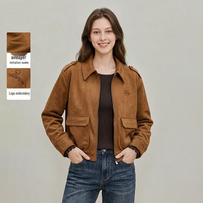 INMAN Women s Retro Faux Suede Jacket L