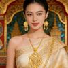 Thai Gold Plated Jewelry Set Ethnic Women Jewelry Suit Delicate Necklace Earrings Set  Party
