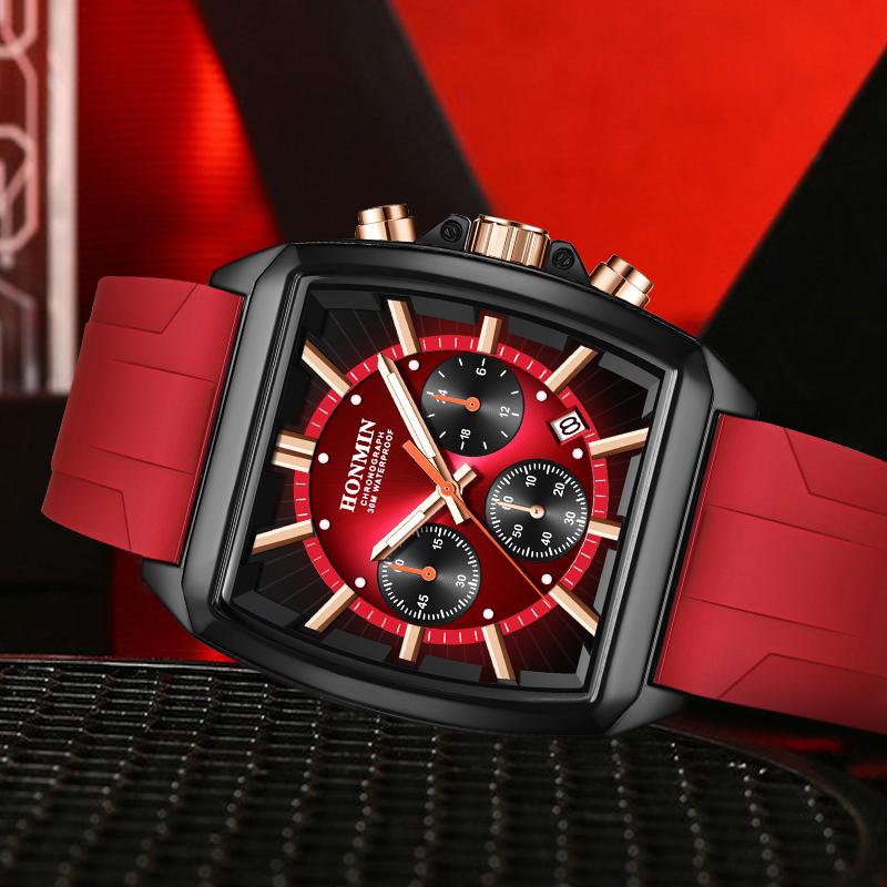 Watch for Men Business Wristwatch Rectangle Quartz Watches Waterproof Luminous Silicone Casual Clock Reloj Hombre