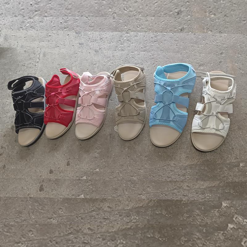 Women's Footwear Roman-style Wedge Sandals with Round Heads Hook and Loop Retro One-word Plus Size Beach Shoes