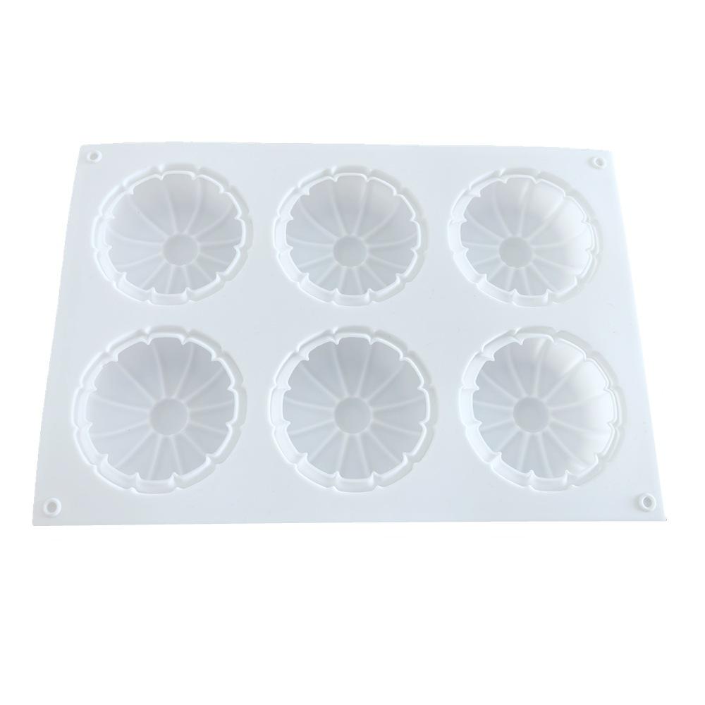 1 Pc Baking 6 Even Sunflower French Mousse Dessert Cake Mold Chrysanthemum Hemp Mold Chocolate Silicone Candle Mold