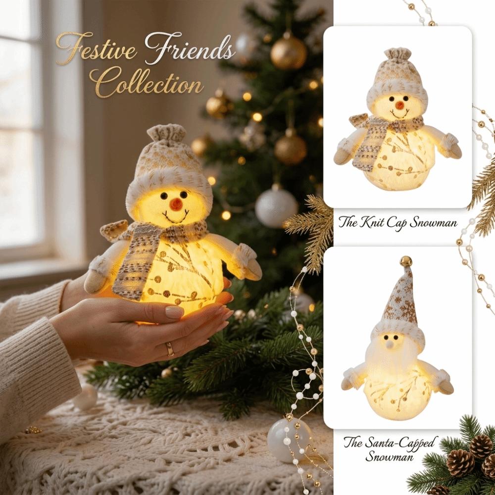 Festive Light-Up Christmas Figurines Tabletop Night Light Santa Claus Decoration Cute Snowman Ornament Holiday Decoration