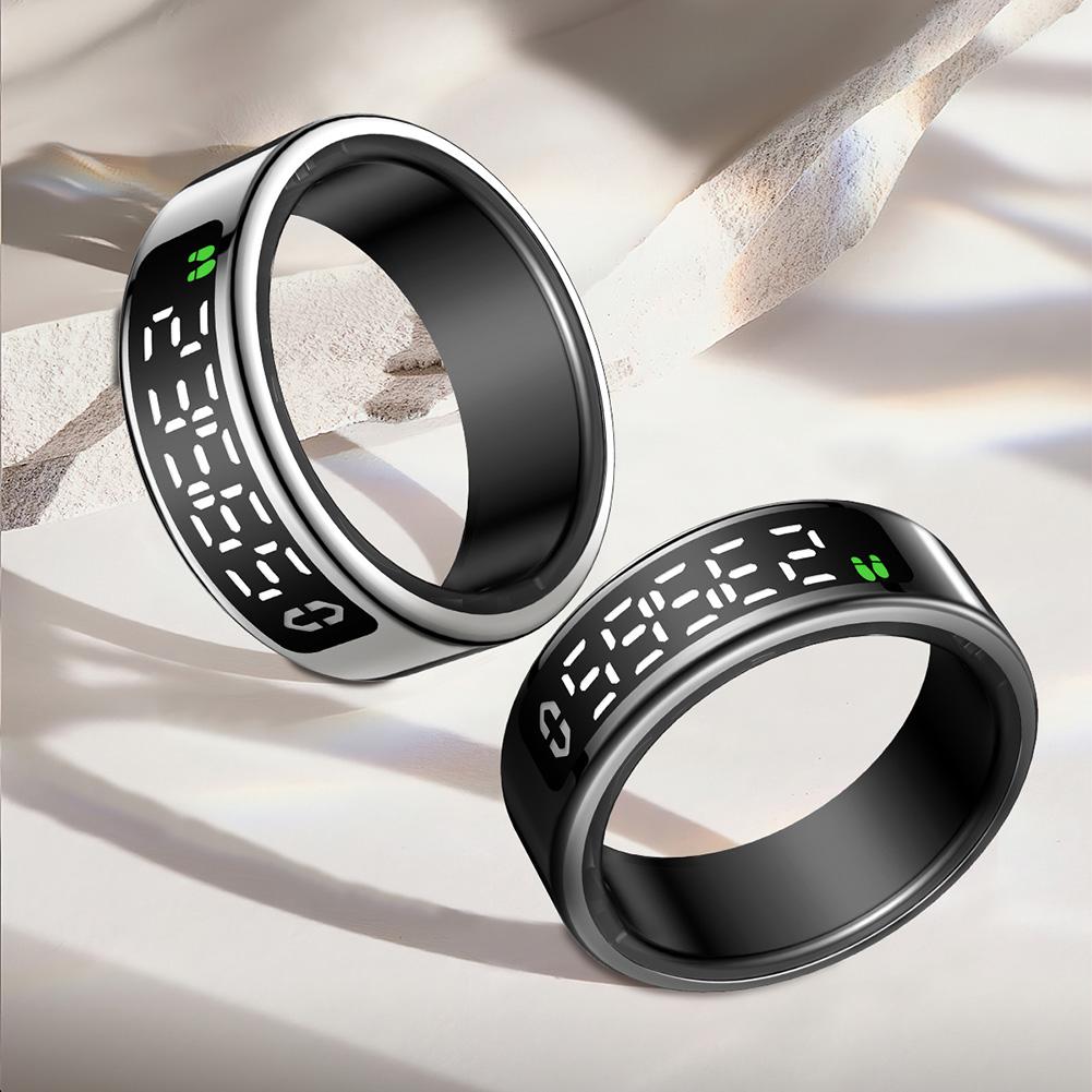 Smart Ring with Heart Rate Blood Oxygen Sleep Monitoring Fitness Tracker Ring with Display Screen Health Monitor for Women&Men