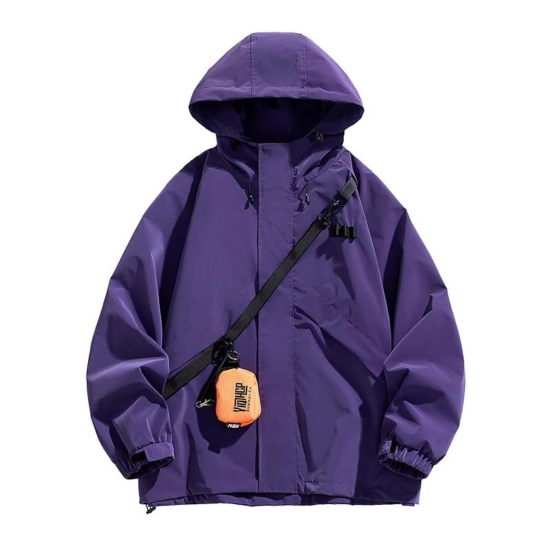 

Мужская весенне-осенняя новая свободная походная куртка ветрозащитная уличная ветровка с капюшоном 2XL фиолетовый