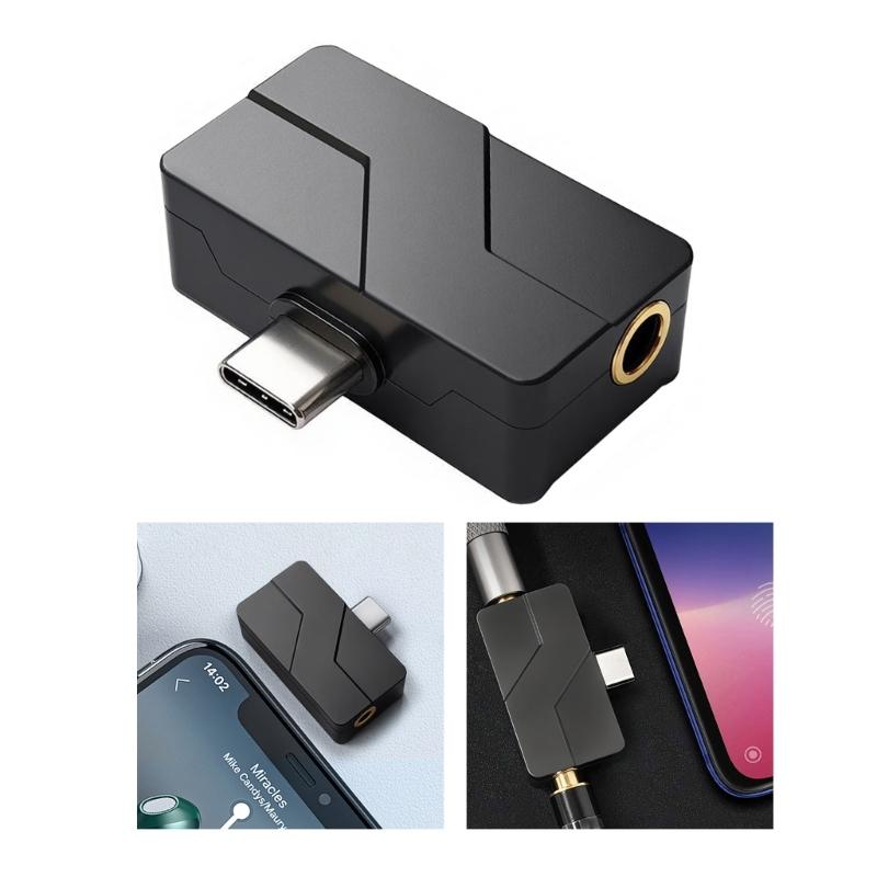 Double Port 3.5mm And 4.4mm Headphone Adapter Type C Connector Supports 384kHz 32Bit HiFi Auditory Output