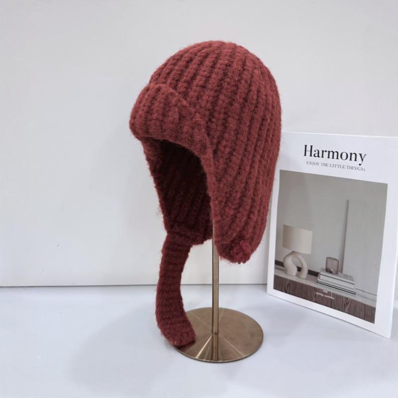 25 Early autumn new autumn and winter cute ear protection knitted hat women's thermal insulation and cold-resistant hat