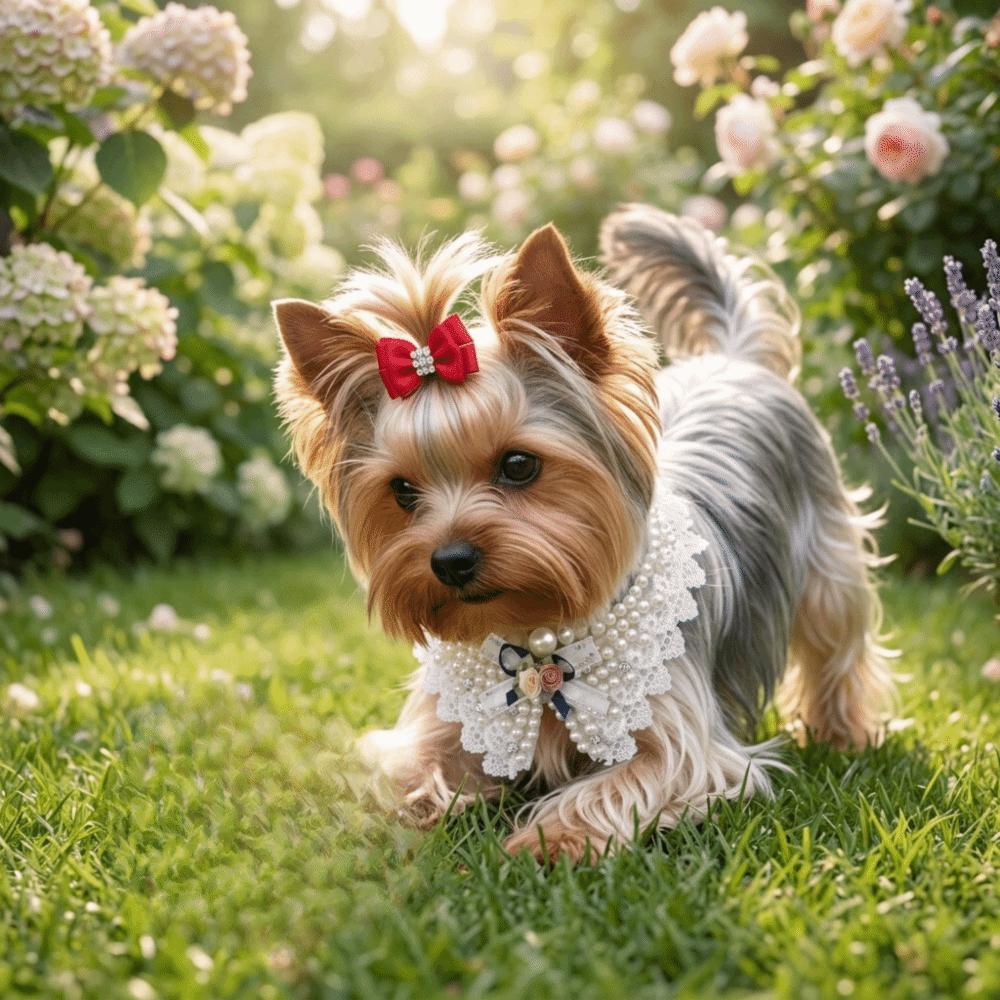 Bow Shape Pet Necklace Soft Liner Dog False Neck Band Pearl Bow Neck Band  Small Medium Breed
