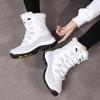 2024 Women Winter Plus Velvet Snow Boots Casual Canvas Lace Up Warm Outdoor Cotton Shoes Large High Thick Anti Slip Waterproof Shoe