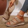 Fashion Retro Wedge Slippers Woman Light Summer Sandals with Plateau Slip-on Women Slippers with Thick Sole with Vintage Carved Flower