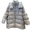 Hooded streamer design down jacket women's medium and long 2024 new turtle back foreign gas white duck down jacket