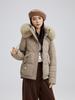 Women's Short Cotton Coat with Big Fur Collar - 2025 Winter Korean Style Slim Fit Jacket