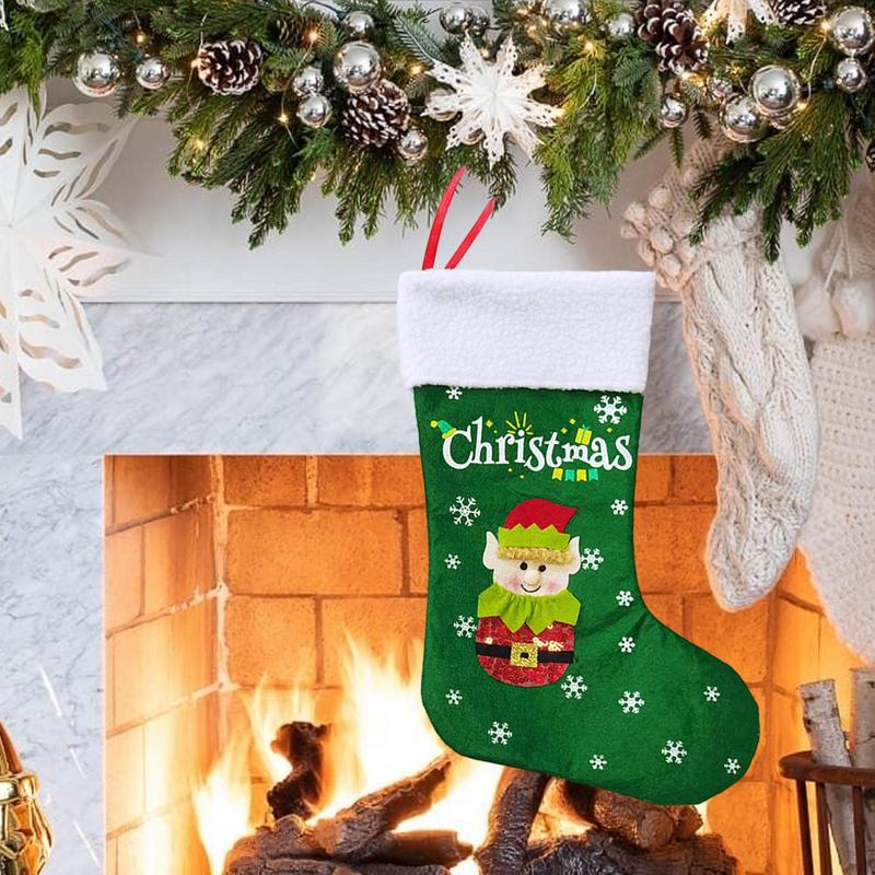 Christmas Stockings Merry Christmas Hanging Sock Rustic Christmas Stockings Hung Xmas Tree New Year Holiday Decoration red