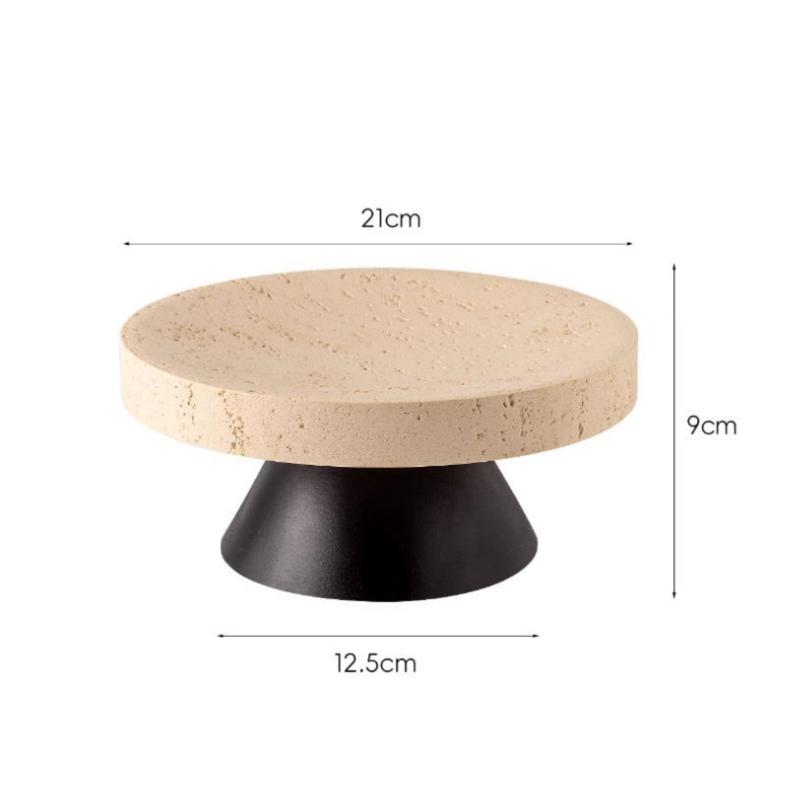 Yellow Stone Fruit Plate High-legged Tray Fruit Plate Desktop Storage Container Dessert Plate Cake Tray Resin Handicrafts