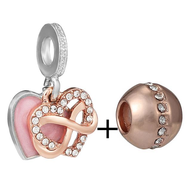 2pcs /Lot New Trend Crown Feather Zircon Hollow Leaves Beads Fit Original Brand Charms Silver Color Bracelets Women Diy Jewelry