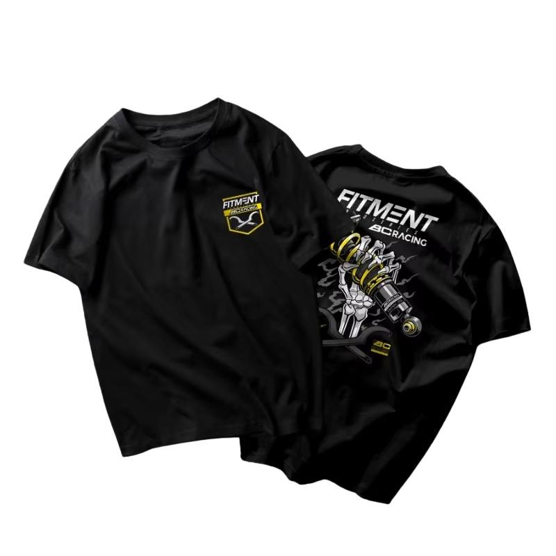 BC Racing Car Modification Culture TShirt for Men And Women Short Sleeve Cotton Tee with Skeleton Hand Print Summer Top S